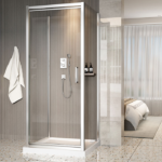 Zitta Xenia 32 x 36-Inch Wall-Mount Square Pivoting Shower Door Chrome Clear Glass