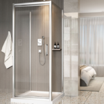 Zitta Xenia 32 x 42-Inch Wall-Mount Square Pivoting Shower Door Chrome Clear Glass