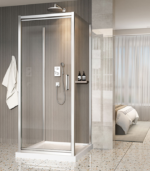 Zitta Xenia 32 x 42-Inch Wall-Mount Square Pivoting Shower Door Chrome Clear Glass