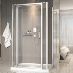 Zitta Xenia 48 x 32-Inch Centered-Door Pivoting Shower Door Chrome Clear Glass DXN4800ASTC22