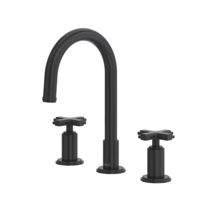 Riobel Manifesto Widespread Lavatory Faucet With C-Spout — Black — Cross Handles