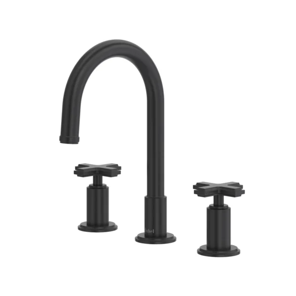 Riobel Manifesto Widespread Lavatory Faucet With C-Spout — Black — Cross Handles