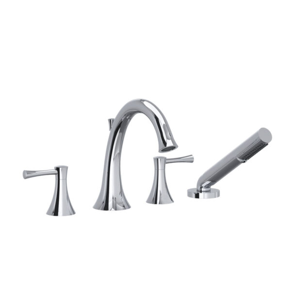 Riobel Edge 4-Hole Deck Mount Tub Filler — Chrome