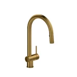 Riobel Azure Pull-Down Kitchen Faucet With C-Spout — Brushed Gold