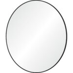Renwil Posadas Matte Black Round Wall Mirror MT2527 - angled view of the slim iron frame