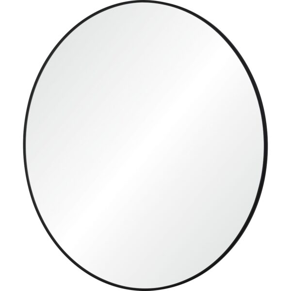 Renwil Posadas Matte Black Round Wall Mirror MT2527 - angled view of the slim iron frame