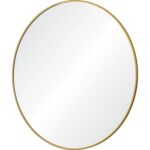 Renwil Alegre Gold Round Wall Mirror MT2528 - angled view of the thin gold iron frame