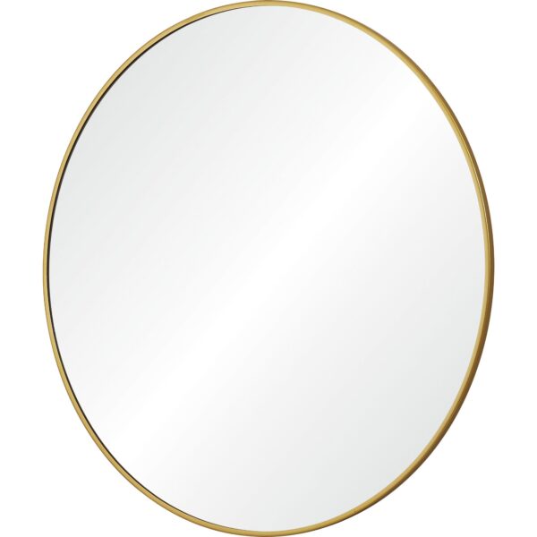 Renwil Alegre Gold Round Wall Mirror MT2528 - angled view of the thin gold iron frame