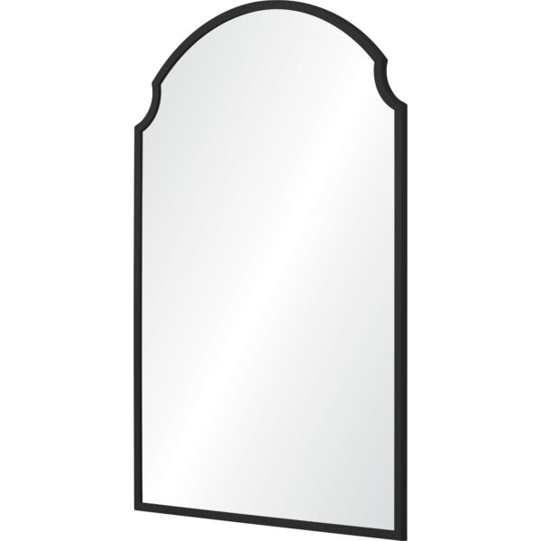 Renwil Asmara Matte Black Decorative Arch Wall Mirror MT2542 - angled view of the shaped iron frame