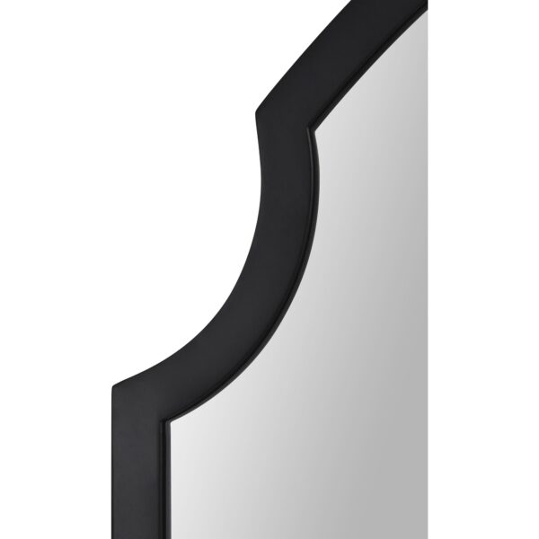 Renwil Asmara Matte Black Decorative Arch Wall Mirror MT2542 - close-up of the sculpted upper frame corner