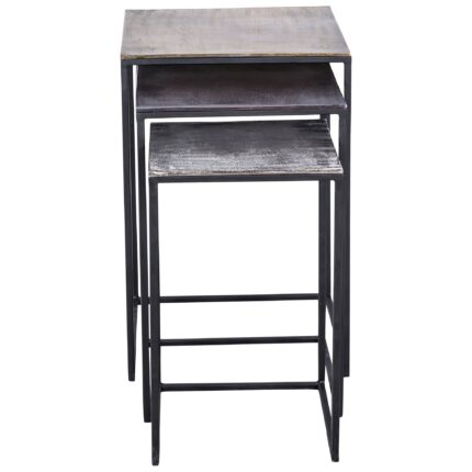 Renwil Threefold TA174 antique brass, bronze & raw nickel nesting table set — view 2