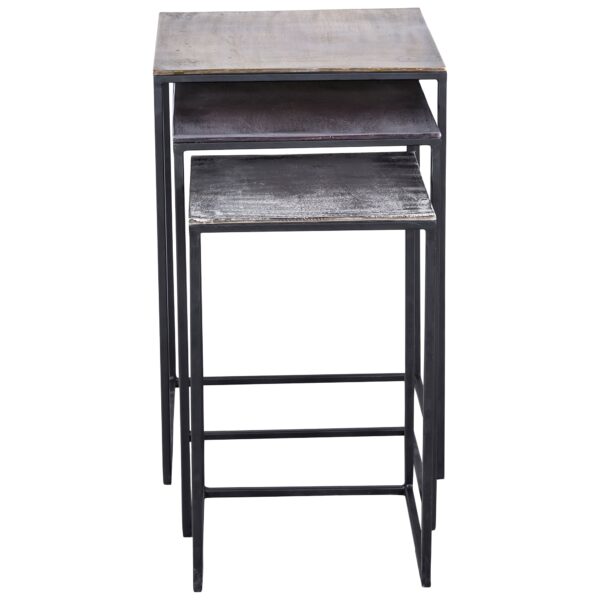 Renwil Threefold TA174 antique brass, bronze & raw nickel nesting table set — view 2