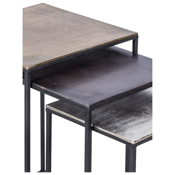 Renwil Threefold TA174 antique brass, bronze & raw nickel nesting table set — view 3
