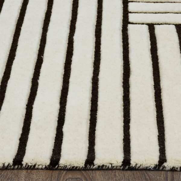 Renwil Arctica Ivory and Black Wool Rug 9 ft 10 in x 13 ft 1 in RARC-10182-1013 - detail of ivory and black geometric wool texture