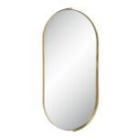 Renwil Aleah Satin Brass Capsule Wall Mirror MT2537 - angled view of the capsule frame