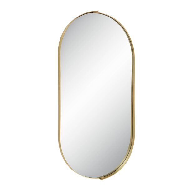 Renwil Aleah Satin Brass Capsule Wall Mirror MT2537 - angled view of the capsule frame