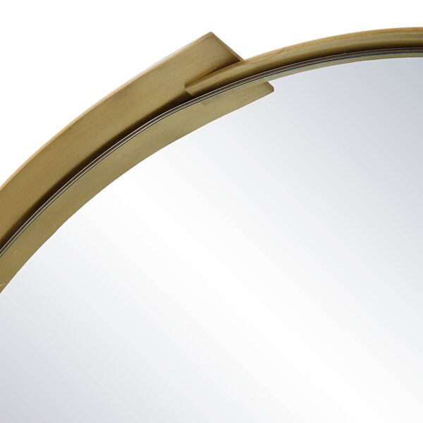 Renwil Aleah Satin Brass Capsule Wall Mirror MT2537 - detail of the sculptural upper frame accent
