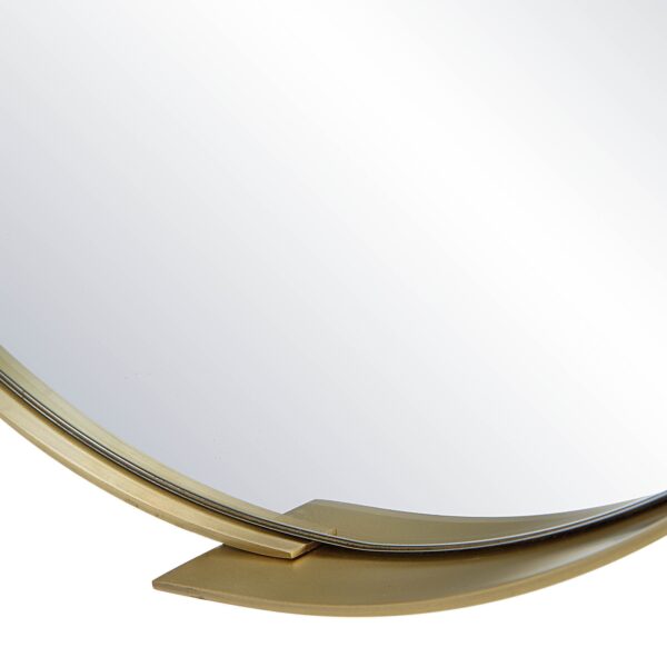Renwil Aleah Satin Brass Capsule Wall Mirror MT2537 - detail of the lower satin brass frame accent