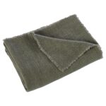Renwil Vernier Dark Green Linen Throw 70 x 50 THR1014 - folded dark green linen throw