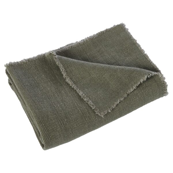 Renwil Vernier Dark Green Linen Throw 70 x 50 THR1014 - folded dark green linen throw