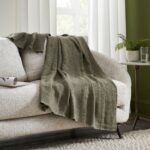Renwil Vernier Dark Green Linen Throw 70 x 50 THR1014 - Vernier throw draped over a sofa