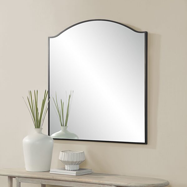 Renwil Bandon Matte Black Arched Wall Mirror MT2642 - mirror styled above a console