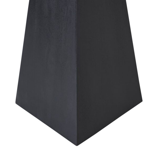 Renwil Moulin Black Mango Wood Accent Table — detail of the tapered geometric base