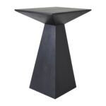 Renwil Moulin Black Mango Wood Accent Table — angled view of rectangular top and pedestal
