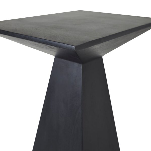 Renwil Moulin Black Mango Wood Accent Table — close-up of sandblasted black wood tabletop