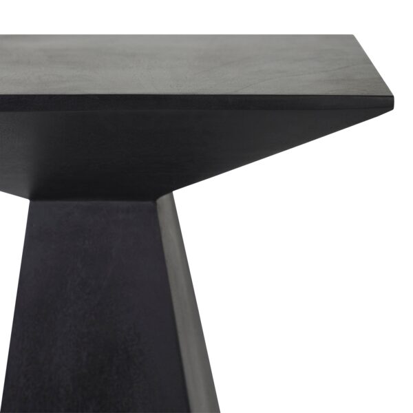 Renwil Moulin Black Mango Wood Accent Table — detail of the thick angled tabletop edge