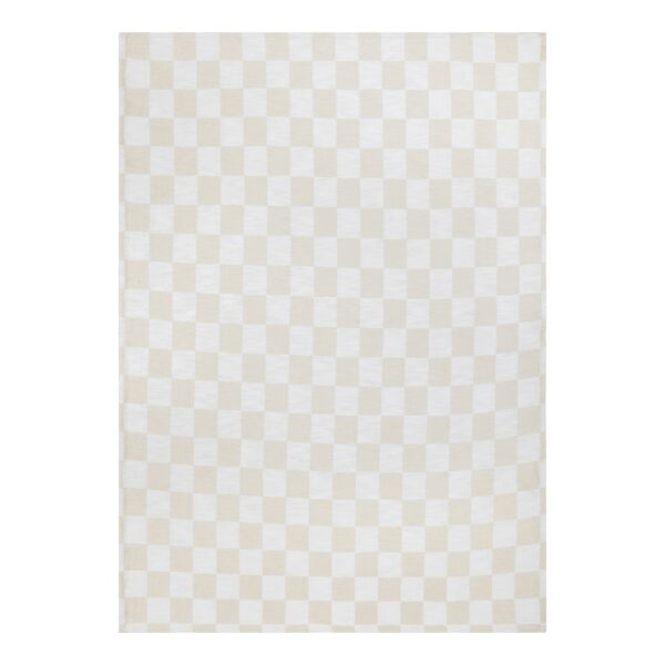 Renwil Grandi Ivory and Cream Checkerboard Cotton Throw 70 x 50 — full view of checkerboard throw