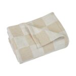 Renwil Grandi Ivory and Cream Checkerboard Cotton Throw 70 x 50 — folded ivory and cream checkerboard throw