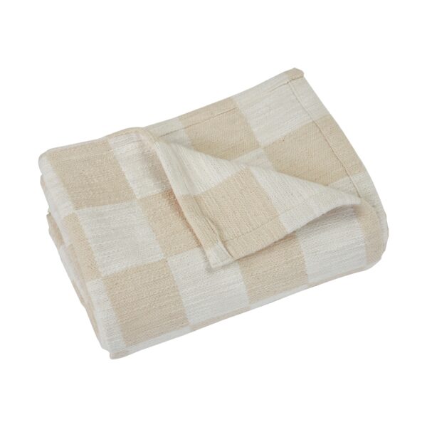 Renwil Grandi Ivory and Cream Checkerboard Cotton Throw 70 x 50 — folded ivory and cream checkerboard throw
