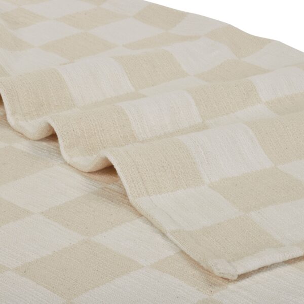 Renwil Grandi Ivory and Cream Checkerboard Cotton Throw 70 x 50 — close-up of folded woven cotton throw