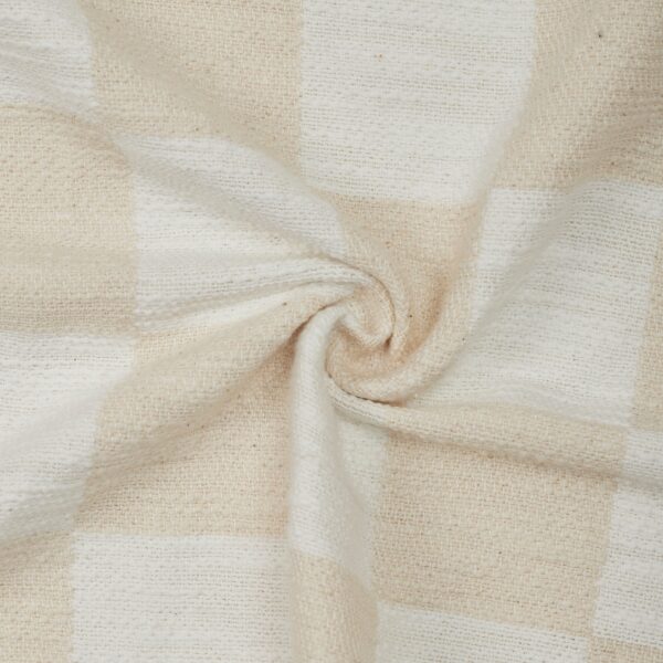 Renwil Grandi Ivory and Cream Checkerboard Cotton Throw 70 x 50 — detail of cotton texture