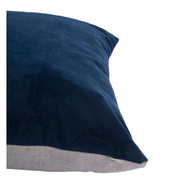 Renwil Lapis Blue Velvet-Front Pillow 20 x 20 PWFL1075 - close-up of velvet front and contrasting back