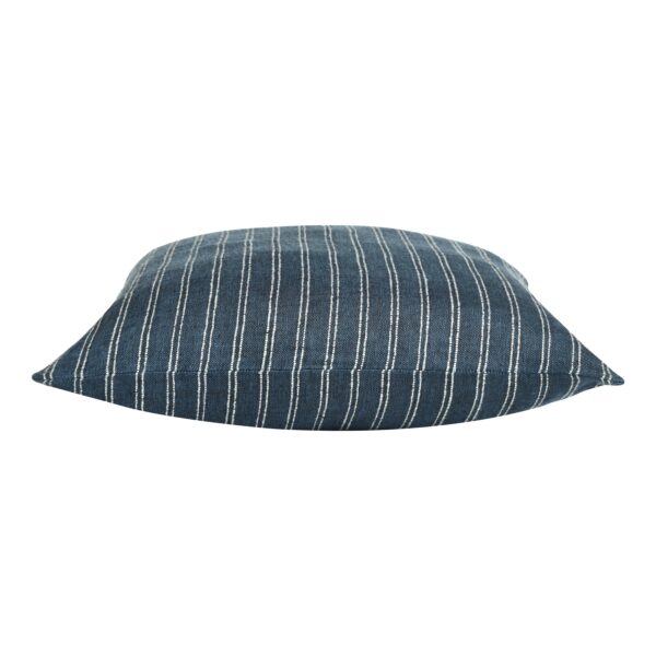 Renwil Oakley Navy and White Striped Linen Pillow 20 x 20 PWFL1398 - side view of striped pillow