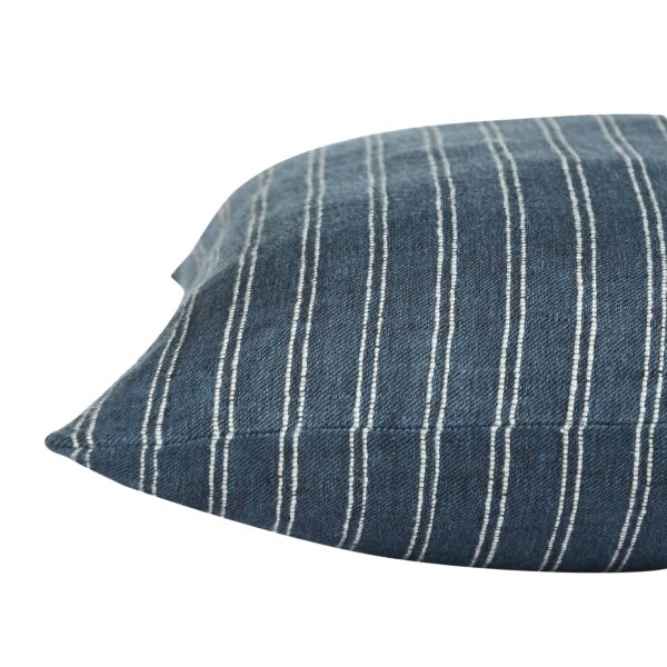 Renwil Oakley Navy and White Striped Linen Pillow 20 x 20 PWFL1398 - close-up of striped pillow edge