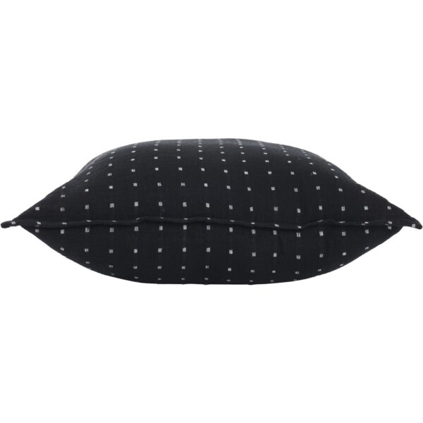 Renwil Brittany Black and White Dobby-Dot Linen Pillow 20 x 20 PWFL1400 - side view of dotted pillow