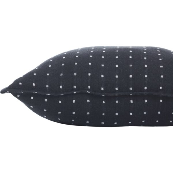 Renwil Brittany Black and White Dobby-Dot Linen Pillow 20 x 20 PWFL1400 - close-up of black pillow edge and white dots