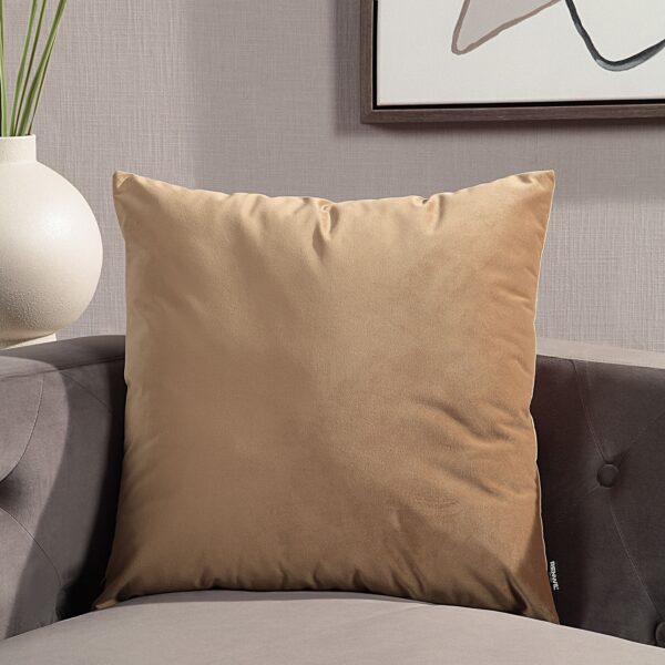 Renwil Alchemilla Tan Poly-Velvet Pillow 20 x 20 PWFL1458 - tan accent pillow styled on a chair
