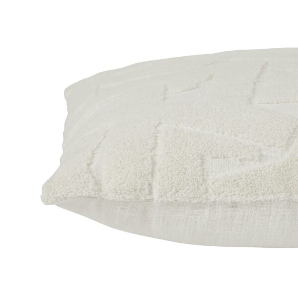 Renwil Merano Ivory Embroidered Cotton Pillow 20 x 20 PWFL1466 - close-up of textured cotton front and edge