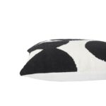 Renwil Mauro Black and Off-White Handwoven Poly-Chenille Pillow 20 x 20 PWFL1467 - close-up of patterned front and edge