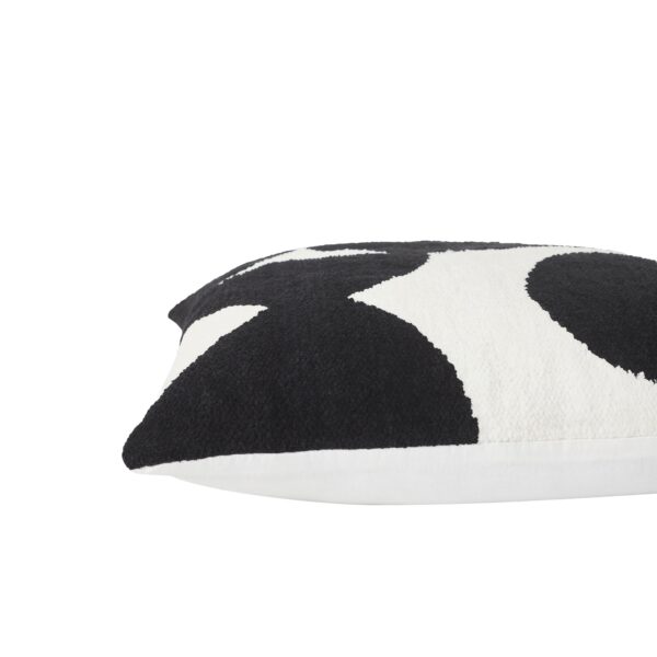 Renwil Mauro Black and Off-White Handwoven Poly-Chenille Pillow 20 x 20 PWFL1467 - close-up of patterned front and edge