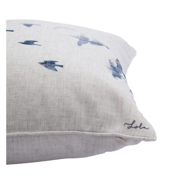 Renwil Flight Bird-Print Pillow 22 x 22 PWFL1111 - close-up of bird pattern and piped edge