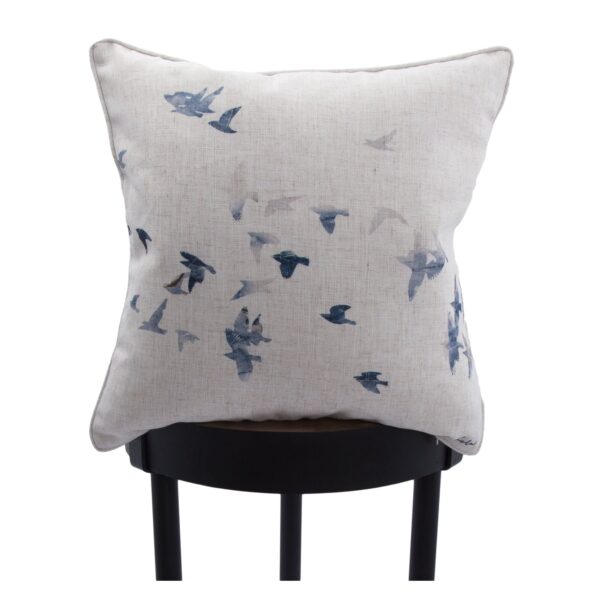 Renwil Flight Bird-Print Pillow 22 x 22 PWFL1111 - bird-print accent pillow styled on a chair