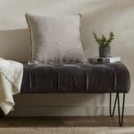 Renwil Ignatia Natural Linen Pillow 22 x 22 PWFL1449 - natural linen pillow styled on a bench