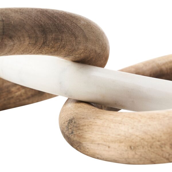 Renwil Lusine Decorative Sculpture — close-up of the mango wood and marble surfaces
