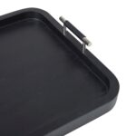 Renwil Hudson Black Wood Tray — detail of a leather-wrapped handle and metal fittings