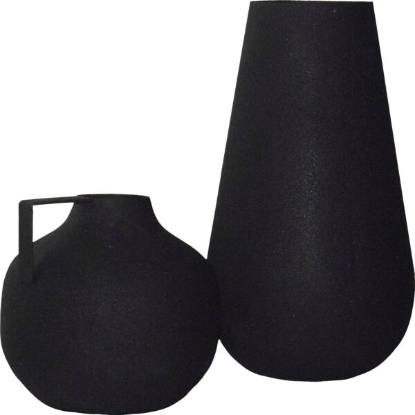 Renwil Roove Black Iron Vases - Set of 2 — product detail view 2